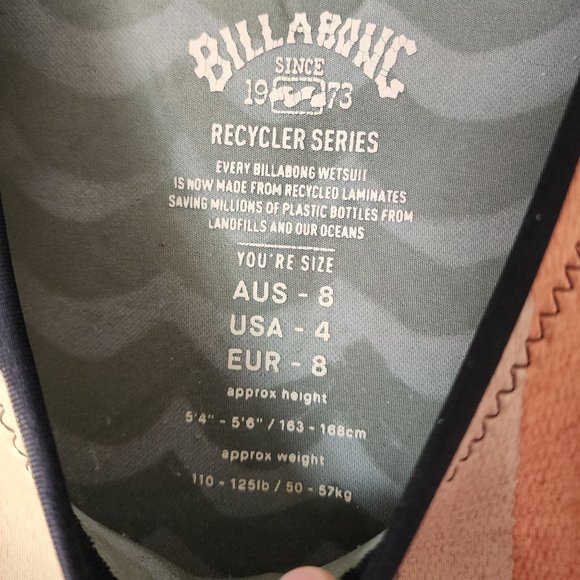 Billabong Sol Sistah black tan stripe Long Jane 2mm wetsuit 4 - Picture 3 of 5